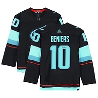 Matty Beniers Seattle Kraken Autographed Navy Adidas Authentic Jersey with No Patch