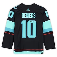 Matty Beniers Seattle Kraken Autographed Navy Adidas Authentic Jersey with No Patch