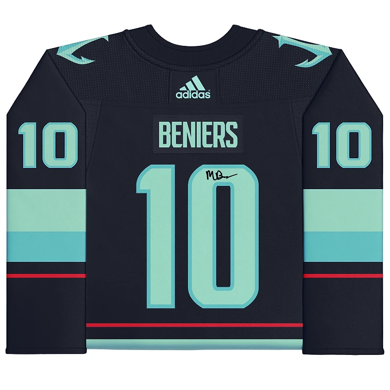 Matty Beniers Seattle Kraken Autographed Navy Adidas Authentic Jersey with No Patch