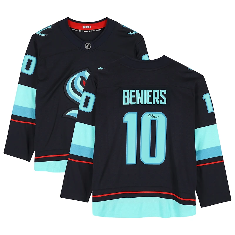 Matty Beniers Seattle Kraken Autographed Navy Fanatics Breakaway No Patch Jersey