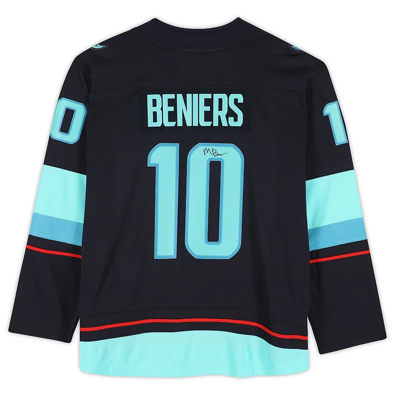 Matty Beniers Seattle Kraken Autographed Navy Fanatics Breakaway No Patch Jersey