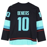 Matty Beniers Seattle Kraken Autographed Navy Fanatics Breakaway No Patch Jersey