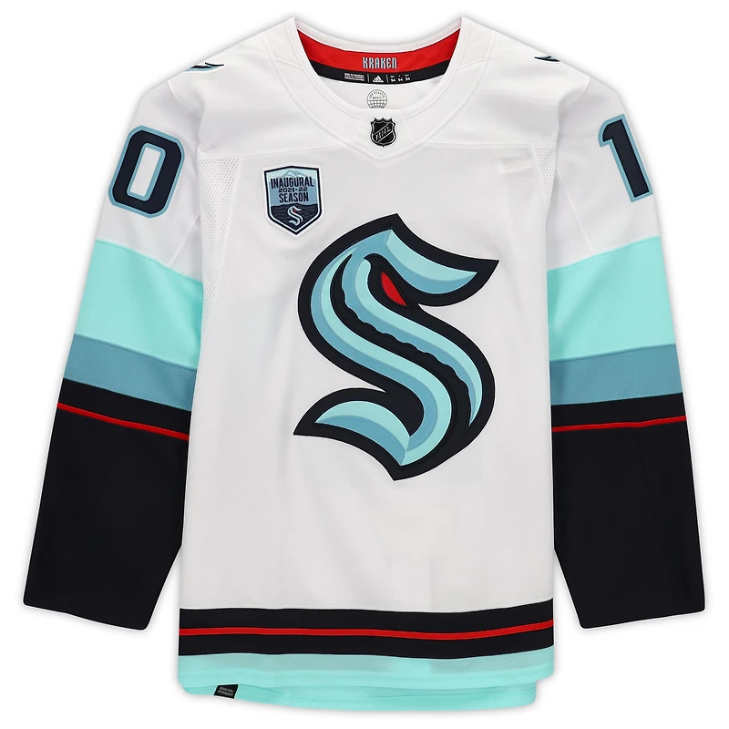 Maillot authentique Adidas blanc autographié par Matty Beniers du Seattle Kraken