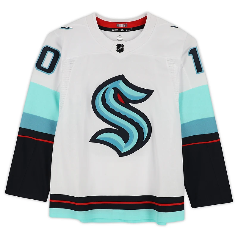Matty Beniers Seattle Kraken Autographed White Adidas Authentic No Patch Jersey