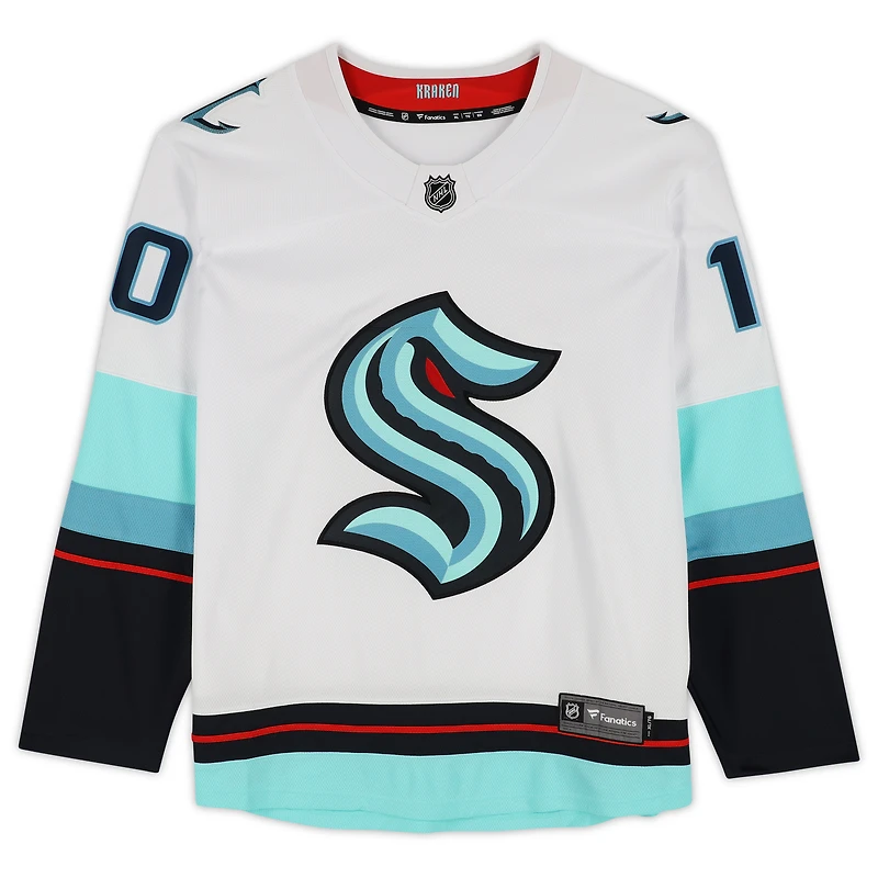 Maillot blanc dédicacé par Matty Beniers des Seattle Kraken Fanatics Breakaway sans patch