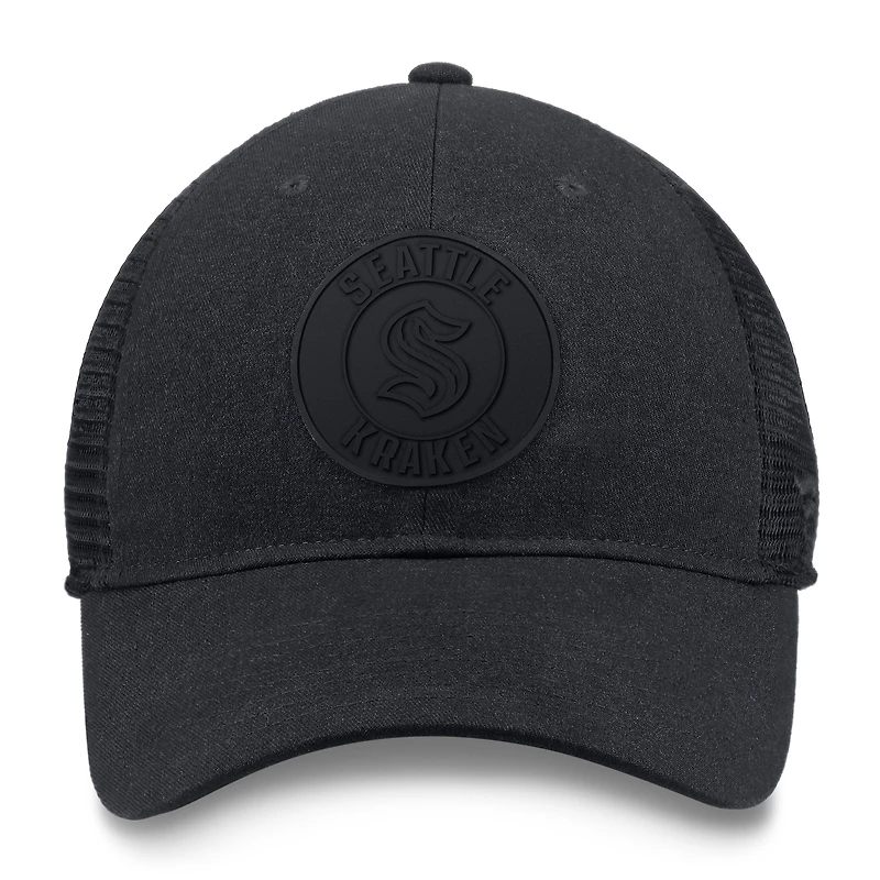 Men's Fanatics  Black Seattle Kraken Team Haze Adjustable Trucker Hat