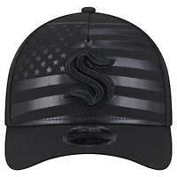 Casquette ajustable en forme de A 9FORTY Game Day Stealth Flag de Seattle Kraken de New Era pour homme, noire