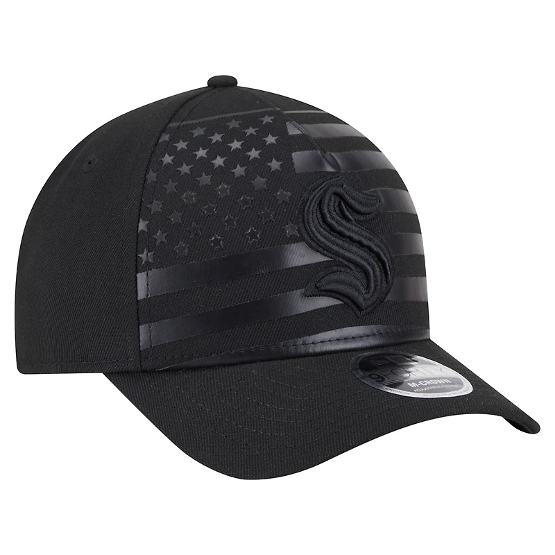 Casquette ajustable en forme de A 9FORTY Game Day Stealth Flag de Seattle Kraken de New Era pour homme, noire