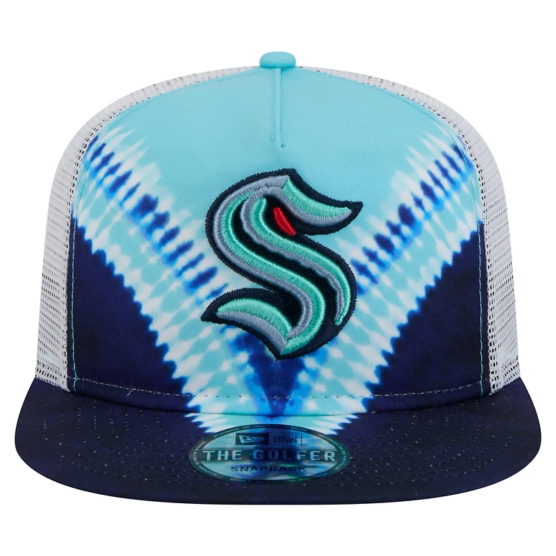 Casquette de golf ajustable Seattle Kraken Throwback V-Dye pour homme New Era bleu marine/bleu clair