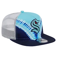 Casquette de golf ajustable Seattle Kraken Throwback V-Dye pour homme New Era bleu marine/bleu clair