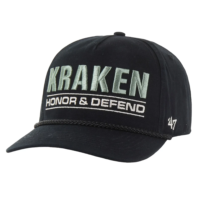 Casquette ajustable Hitch pour homme, noire, Seattle Kraken OHT, appréciation militaire, honneur et défense de la patrie, 47