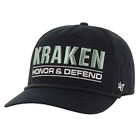 Casquette ajustable Hitch pour homme, noire, Seattle Kraken OHT, appréciation militaire, honneur et défense de la patrie, 47
