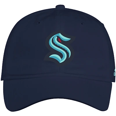 Casquette slouch en coton adidas Deep Sea Blue Seattle Kraken pour homme - Ajustable