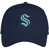 Casquette slouch en coton adidas Deep Sea Blue Seattle Kraken pour homme - Ajustable