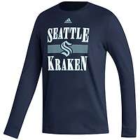 T-shirt à manches longues adidas Seattle Kraken Reverse Retro 2.0 Fresh Playmaker pour homme bleu marine