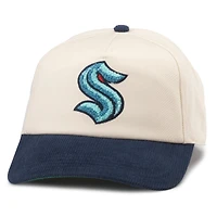 Chapeau réglable Seattle Kraken Burnett pour hommes, blanc/bleu profond, American Needle