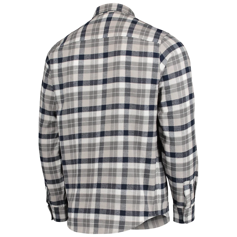 Men's Antigua Deep Sea Blue/Gray Seattle Kraken Ease Plaid Button-Up Long Sleeve Shirt