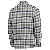 Men's Antigua Deep Sea Blue/Gray Seattle Kraken Ease Plaid Button-Up Long Sleeve Shirt