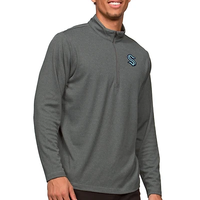 Men's Antigua Heather Charcoal Seattle Kraken Epic Quarter-Zip Pullover Top