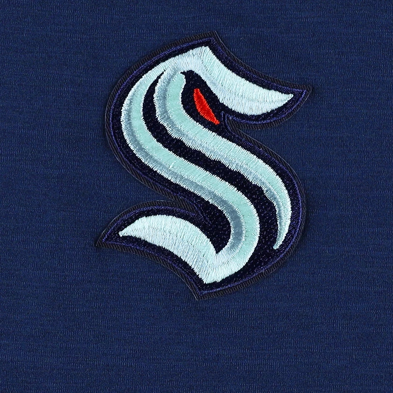 Sweat à capuche raglan zippé au quart de pouce Antigua Heather Navy Seattle Kraken Spikes pour homme