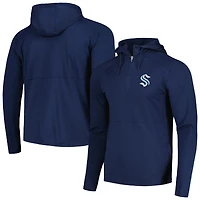Sweat à capuche raglan zippé au quart de pouce Antigua Heather Navy Seattle Kraken Spikes pour homme
