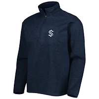 Veste Antigua pour homme, bleu marine chiné, Seattle Kraken Course, fermeture éclair au quart
