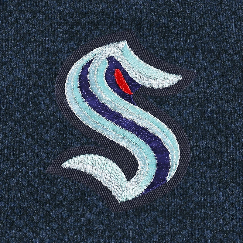 Men's Antigua Heathered Deep Sea Blue Seattle Kraken Course Quarter-Zip Jacket