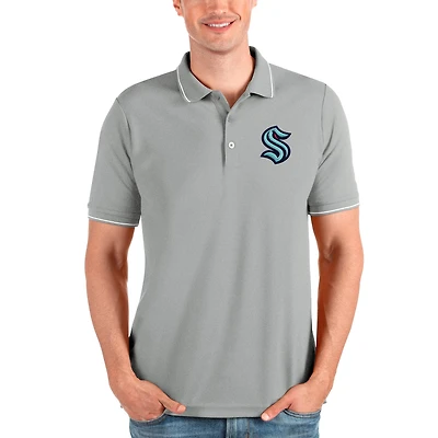 Men's Antigua Heathered Gray Seattle Kraken Affluent Polo