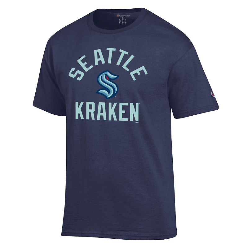Men's Champion  Deep Sea Blue Seattle Kraken Primary Logo Jersey T-Shirt