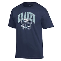 Men's Champion Navy Seattle Kraken Helmet T-Shirt