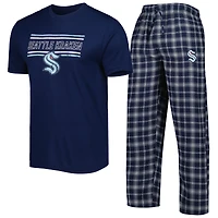 Men's Concepts Sport Navy/Gray Seattle Kraken Badge T-Shirt & Pants Sleep Set