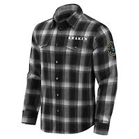 Men's Darius Rucker Collection by Fanatics Black Seattle Kraken Flannel Plaid Full-Snap Shirt