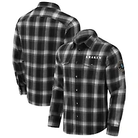 Men's Darius Rucker Collection by Fanatics Black Seattle Kraken Flannel Plaid Full-Snap Shirt