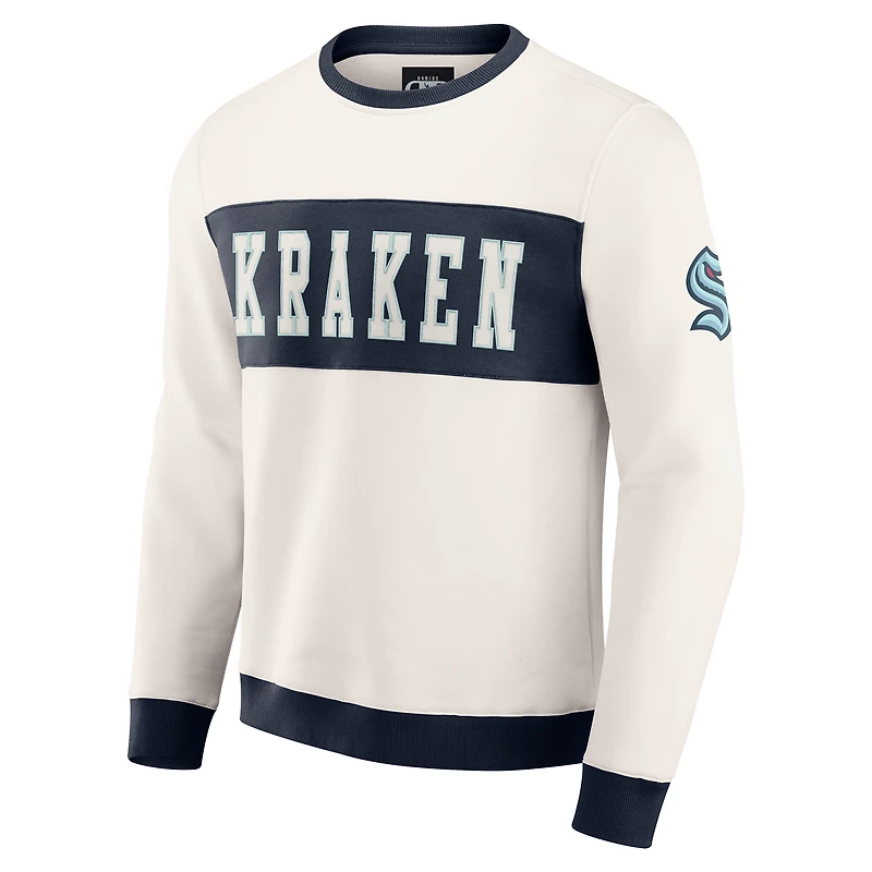 Men's Darius Rucker Collection by Fanatics Cream Seattle Kraken Colorblock Pullover Sweatshirt