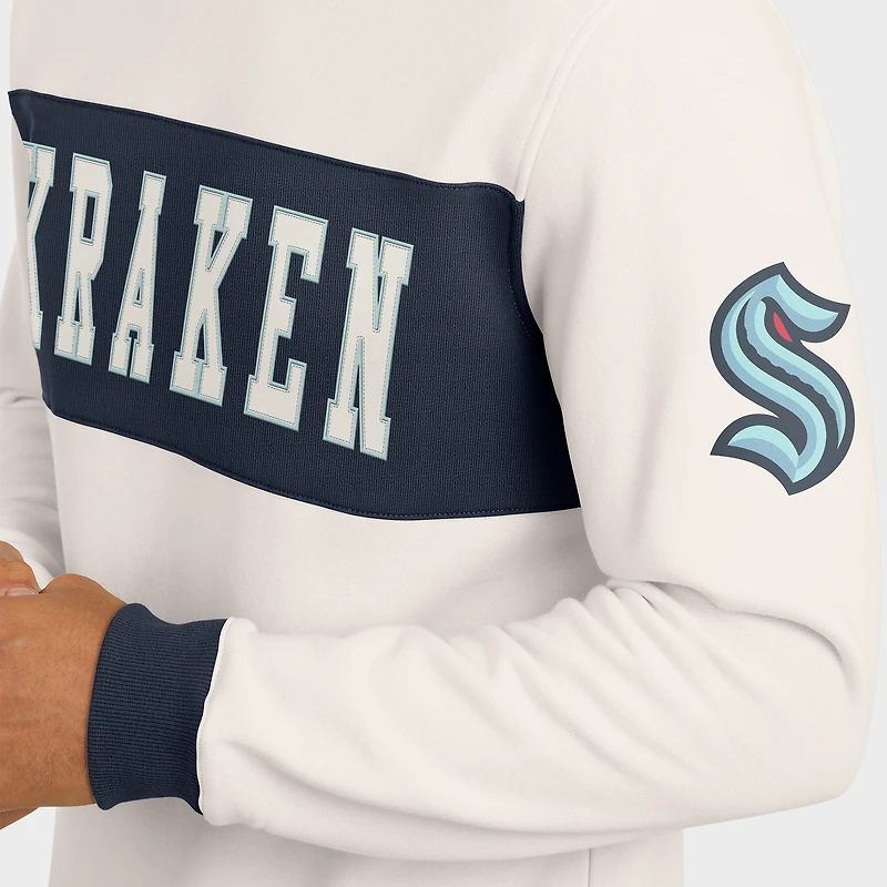 Men's Darius Rucker Collection by Fanatics  Cream Seattle Kraken Colorblock Pullover Sweatshirt