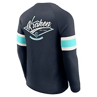 Men's Darius Rucker Collection by Fanatics Deep Sea Blue Seattle Kraken Waffle-Knit Raglan Long Sleeve Henley T-Shirt