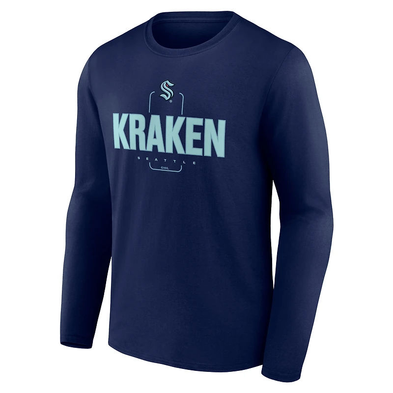 Men's Deep Sea Blue Seattle Kraken Custom Midfielder Long Sleeve T-Shirt