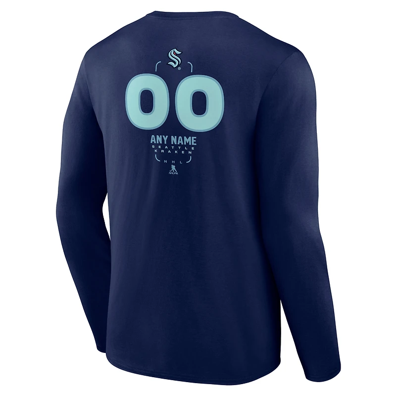 Men's Deep Sea Blue Seattle Kraken Custom Midfielder Long Sleeve T-Shirt