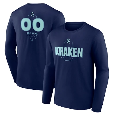 T-shirt à manches longues bleu marine pour homme, motif milieu de terrain personnalisé Seattle Kraken