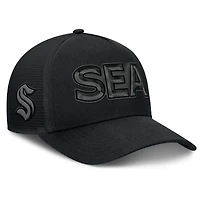 Men's Fanatics Black Seattle Kraken Authentic Pro Road Team Code Trucker Adjustable Hat