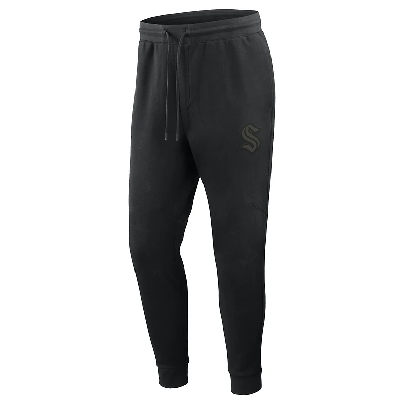 Pantalon de jogging Fanatics Seattle Kraken Authentic Pro Road Tri-Blend pour homme, noir