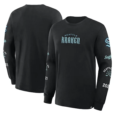 T-shirt à manches longues pour homme Fanatics Seattle Kraken Legacy noir