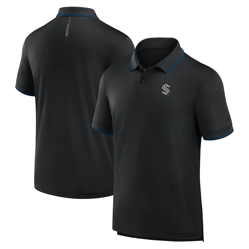 Polo noir Fanatics pour homme avec logo du Front Office Move Mono de Seattle Kraken