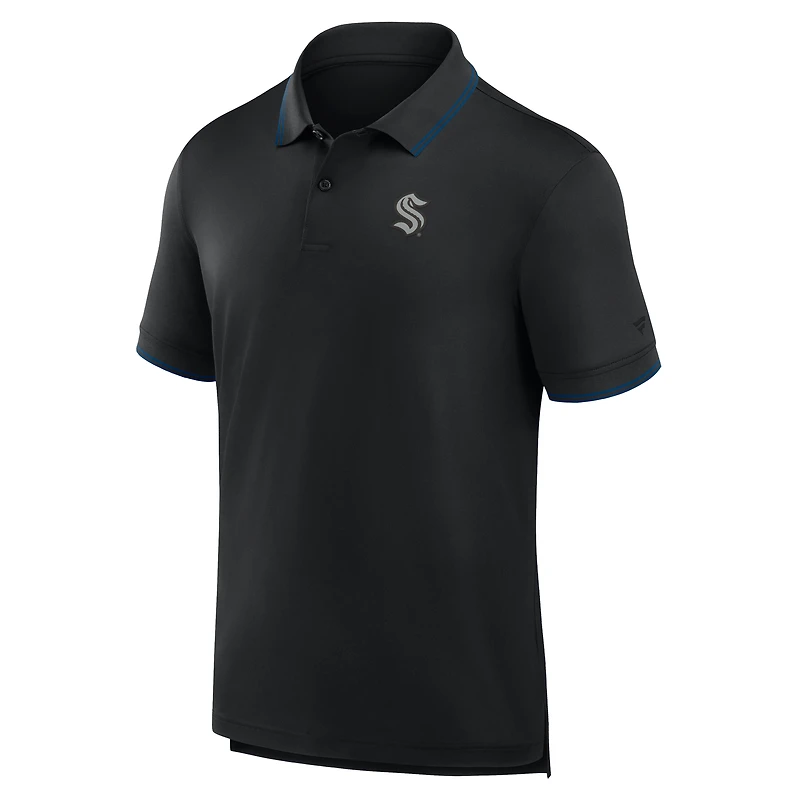 Polo noir Fanatics pour homme avec logo du Front Office Move Mono de Seattle Kraken