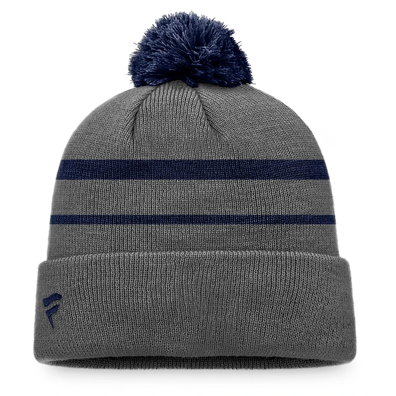 Men's Fanatics Charcoal/Deep Sea Blue Seattle Kraken Cuffed Knit Hat with Pom