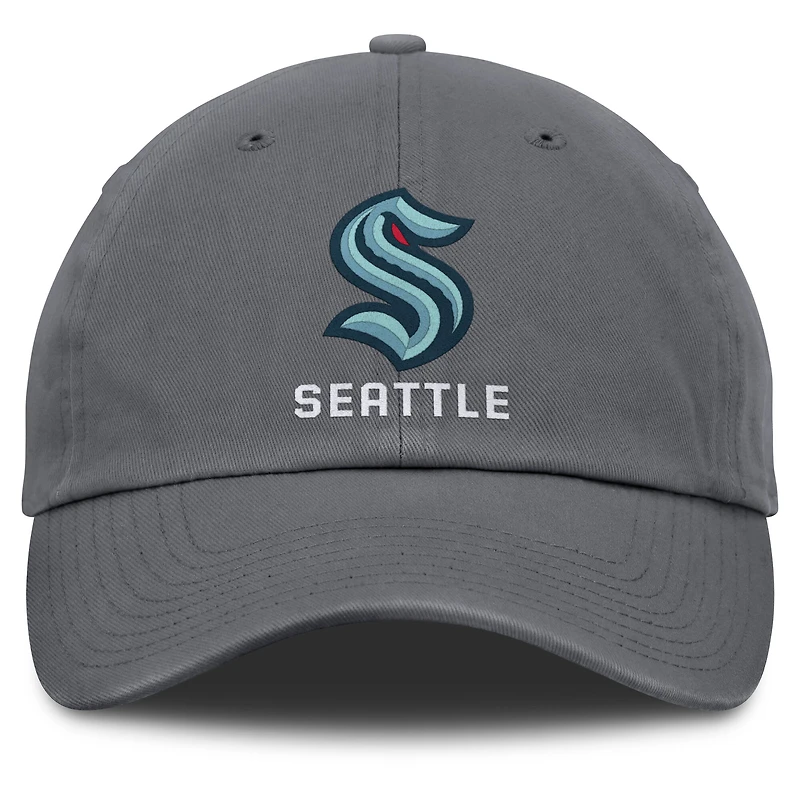 Men's Fanatics Charcoal Seattle Kraken Washed Adjustable Hat