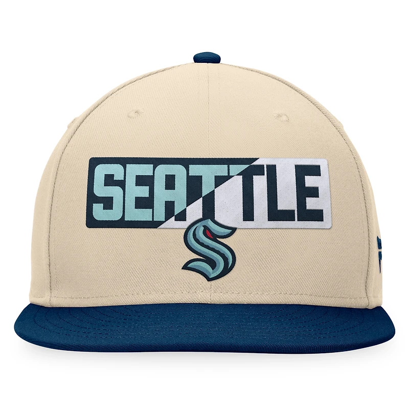 Men's Fanatics Cream/Deep Sea Blue Seattle Kraken Goalaso Snapback Hat