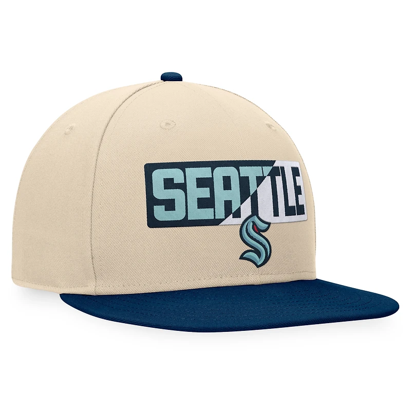 Men's Fanatics Cream/Deep Sea Blue Seattle Kraken Goalaso Snapback Hat