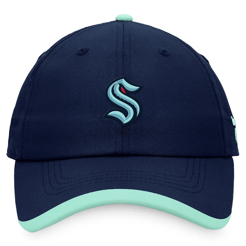 Fanatics pour hommes Deep Sea Blue/Bleu clair Seattle Kraken 2022 NHL Draft - Casquette réglable authentique Pro Rink Pinacle