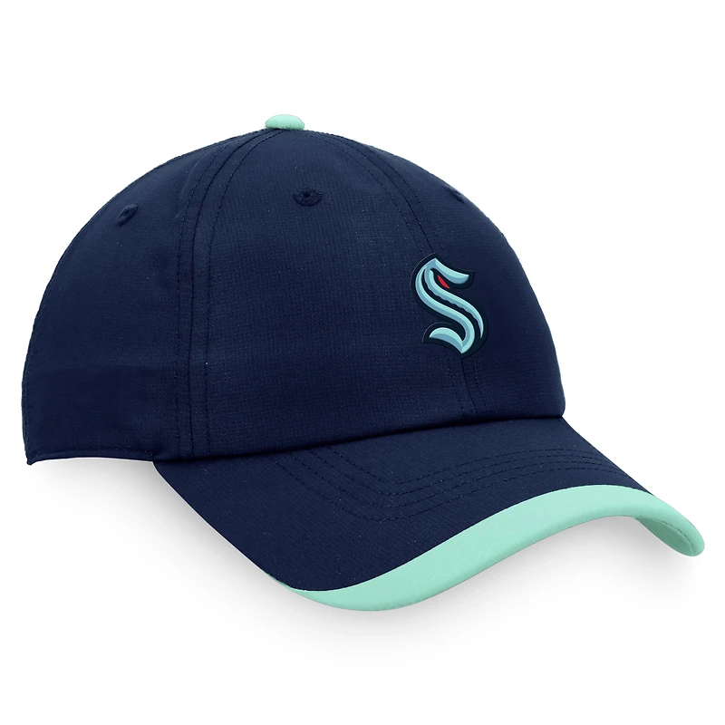 Fanatics pour hommes Deep Sea Blue/Bleu clair Seattle Kraken 2022 NHL Draft - Casquette réglable authentique Pro Rink Pinacle